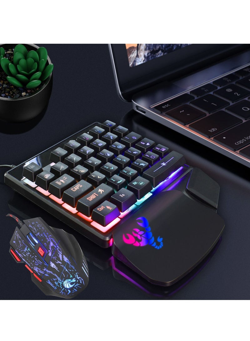 Wired Keyboard With Mouse Set Black