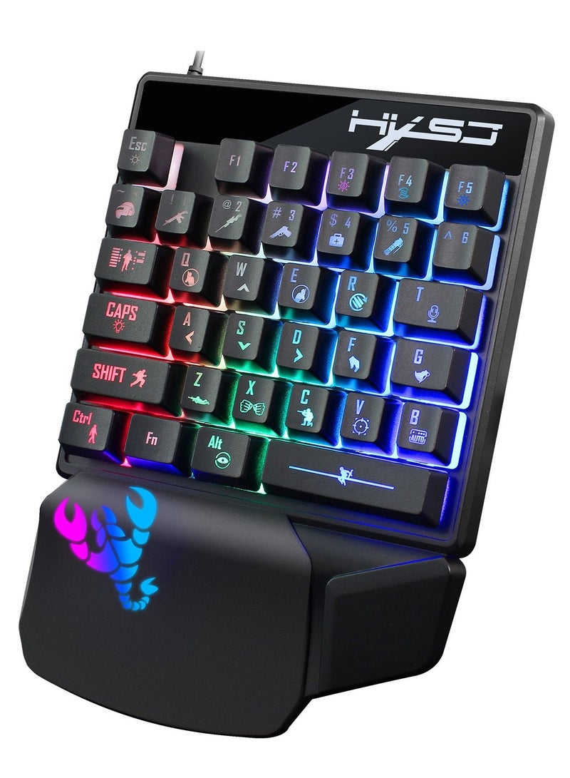 Wired Keyboard With Mouse Set Black