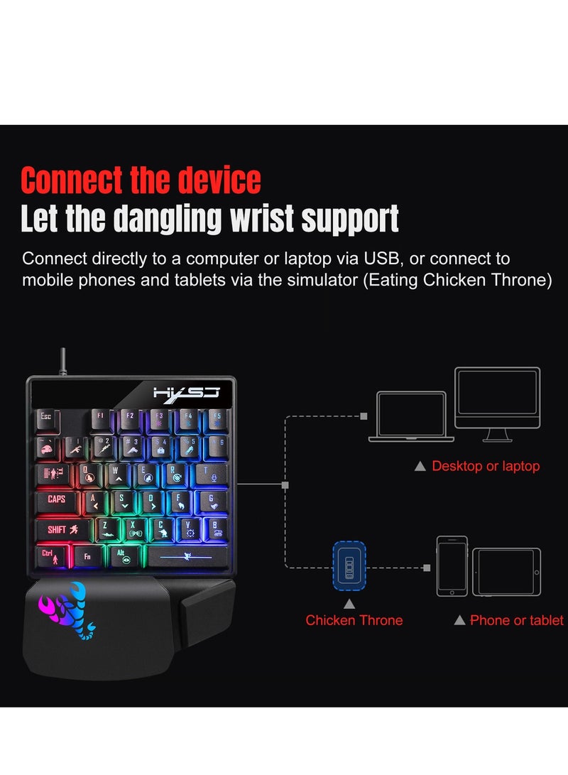 Wired Keyboard With Mouse Set Black