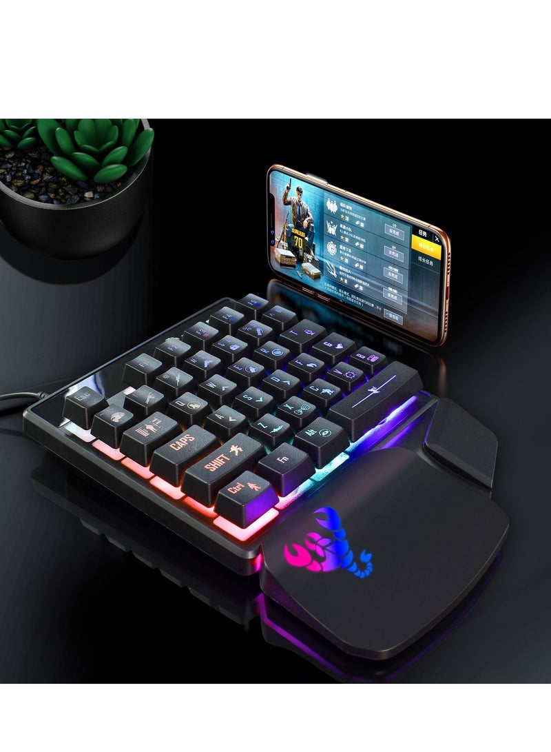 Wired Keyboard With Mouse Set Black