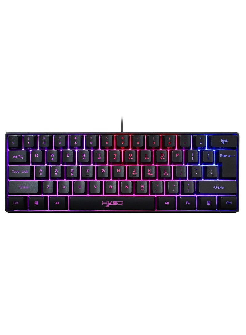 4-in-1 Gaming Keyboard Mouse Combo 61 Keys Rainbow Backlit Mechanical Keyboard. RGB Backlit 3600 DPI Lightweight Gaming Mouse 3.5mm Gaming Stereo Headset For Pc Laptop Computer Black