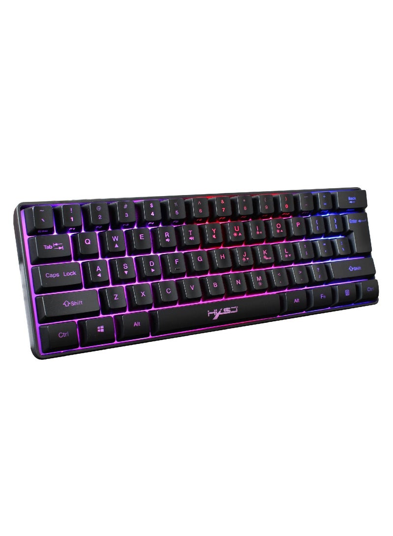 4-in-1 Gaming Keyboard Mouse Combo 61 Keys Rainbow Backlit Mechanical Keyboard. RGB Backlit 3600 DPI Lightweight Gaming Mouse 3.5mm Gaming Stereo Headset For Pc Laptop Computer Black