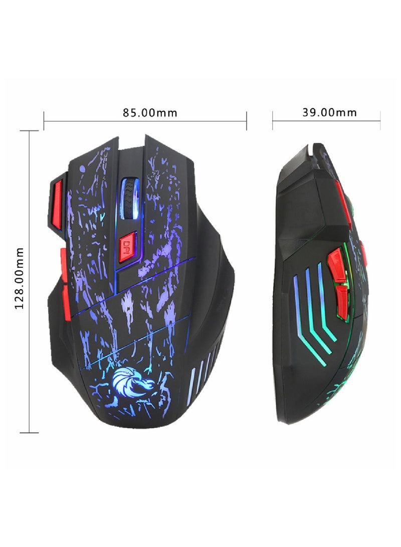 4-in-1 Gaming Keyboard Mouse Combo 61 Keys Rainbow Backlit Mechanical Keyboard RGB Backlit 5500 DPI Lightweight Gaming Mouse 3.5mm Gaming Stereo Headset For Pc Laptop Computer Black