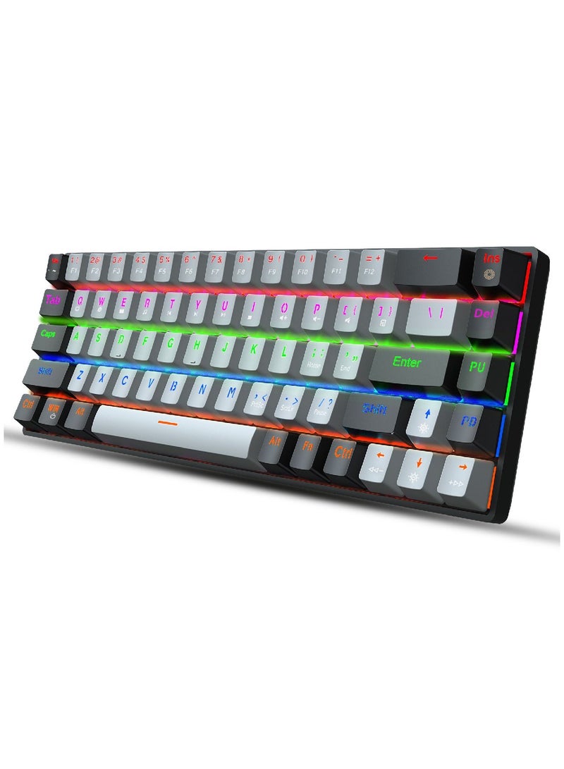 4-in-1 Gaming Keyboard Mouse Combo 68 Keys Rainbow Backlit Mechanical Keyboard RGB Backlit 5500 DPI Lightweight Gaming Mouse 3.5mm Gaming Stereo Headset For Pc Laptop Computer