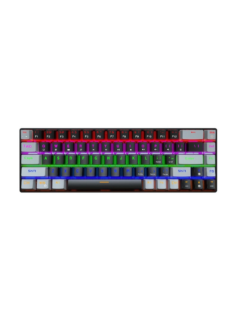 4-in-1 Gaming Keyboard Mouse Combo 68 Keys Rainbow Backlit Mechanical Keyboard RGB Backlit 5500 DPI Lightweight Gaming Mouse 3.5mm Gaming Stereo Headset For Pc Laptop Computer Black