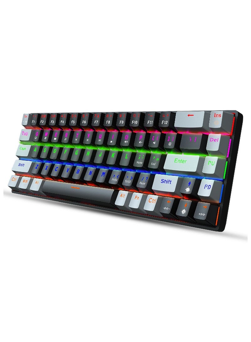 4-in-1 Gaming Keyboard Mouse Combo 68 Keys Rainbow Backlit Mechanical Keyboard RGB Backlit 7200 DPI Lightweight Gaming Mouse 3.5mm Gaming Stereo Headset For Pc Laptop Computer