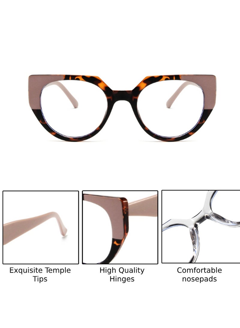 Blue Light Blocking Optical Eyeglasses - Stylish Oversized Frames, Clear Lens, Polarized. Top-rated Bluelight Protection for Reading, Work, & Screen Time. Vintage-Inspired, Lightweight Design.
