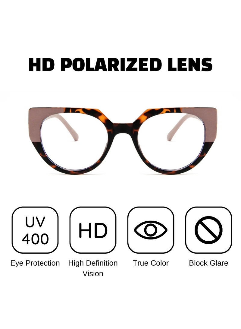 Blue Light Blocking Optical Eyeglasses - Stylish Oversized Frames, Clear Lens, Polarized. Top-rated Bluelight Protection for Reading, Work, & Screen Time. Vintage-Inspired, Lightweight Design.