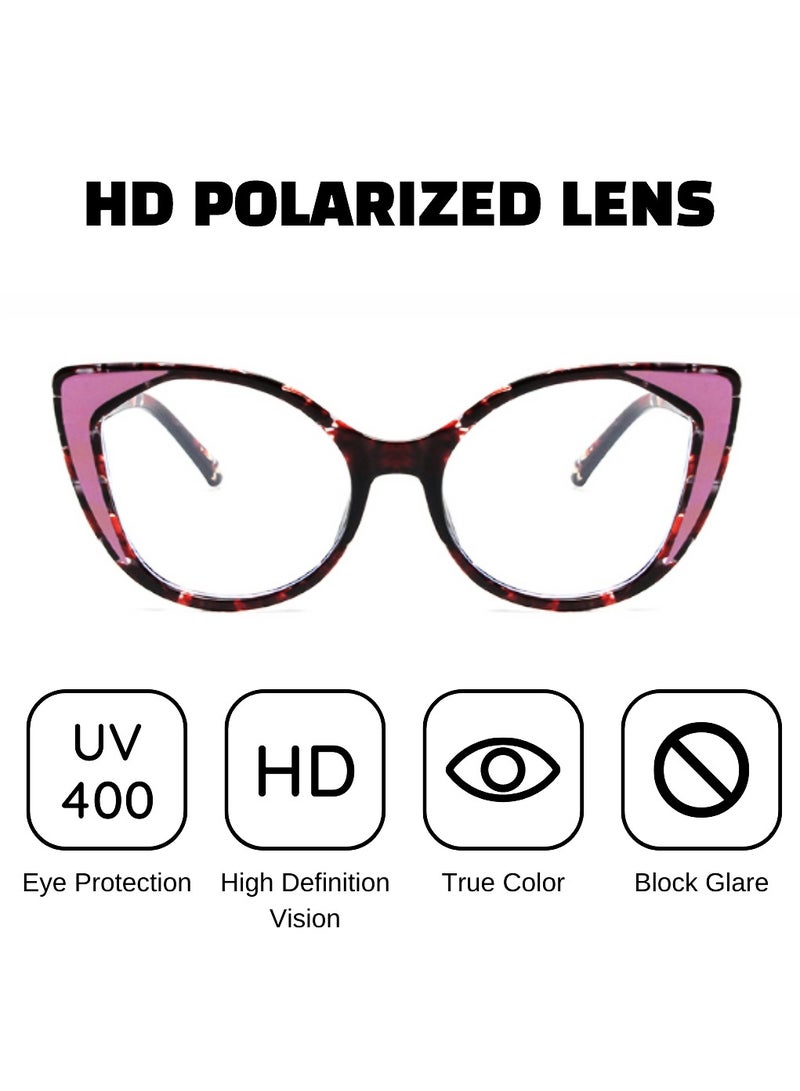 Blue Light Blocking Optical Eyeglasses - Stylish Oversized Frames, Clear Lens, Polarized. Top-rated Bluelight Protection for Reading, Work, & Screen Time. Vintage-Inspired, Lightweight Design.
