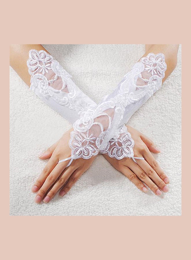 Fingerless Wedding Party Bridal Dress Glove White