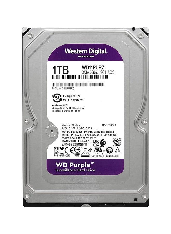 1TB WD Purple Surveillance Internal Hard Drive HDD - SATA 6 Gb/s, 64 MB Cache, 3.5