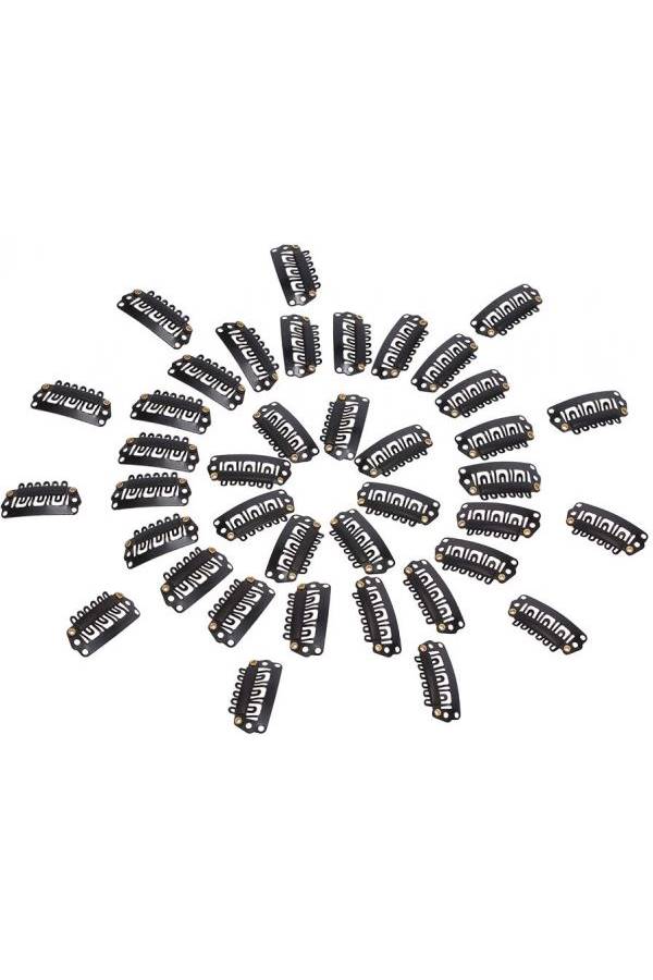 40-Piece Wig Toupee Hairpiece Clips Black 2.8cm