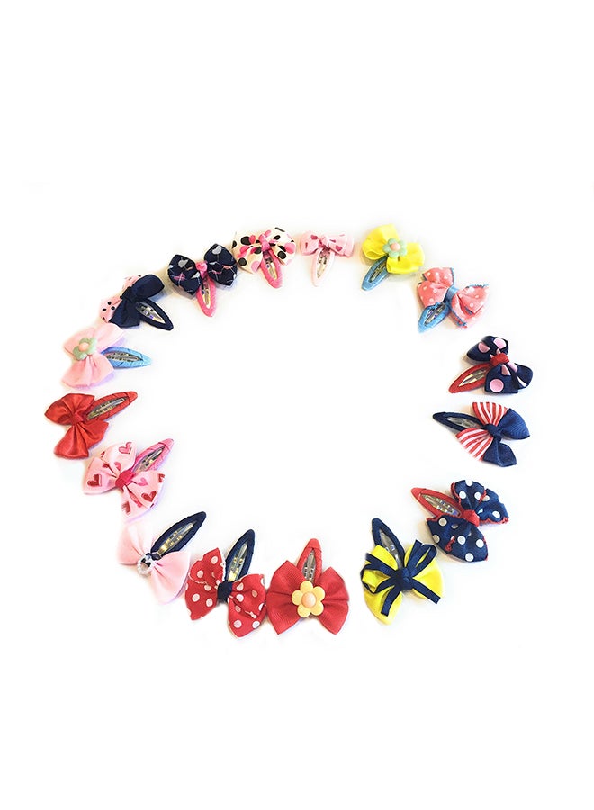 12 Piece Bow-Tie Hair Snap Clip Set Multicolour 2X6X4inch