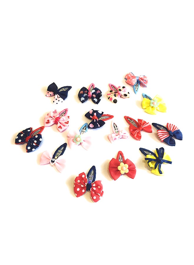 12 Piece Bow-Tie Hair Snap Clip Set Multicolour 2X6X4inch