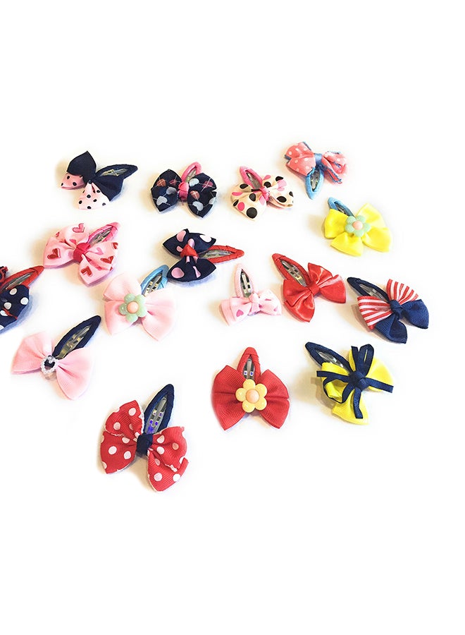 12 Piece Bow-Tie Hair Snap Clip Set Multicolour 2X6X4inch