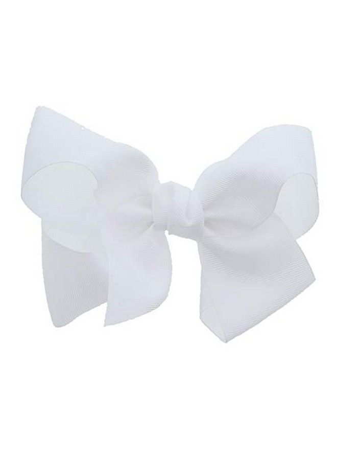 White 5.5 Inch Grosgrain Hair Bow Clip For Woman And Girls