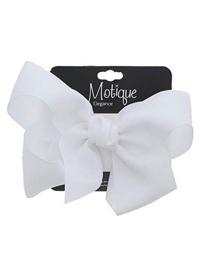 White 5.5 Inch Grosgrain Hair Bow Clip For Woman And Girls