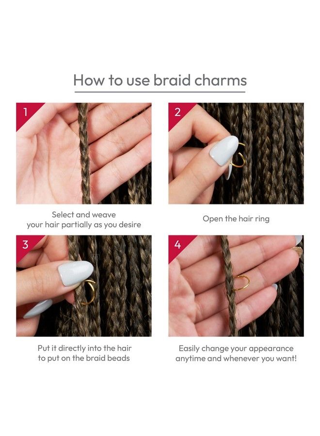 Hair Jewelry For Women Braids Dreadlock A Complete Diy Kit Of Hair Charms Beads Cuffs Rings And Metallic Cords For Hair Decoration (Kit 1)