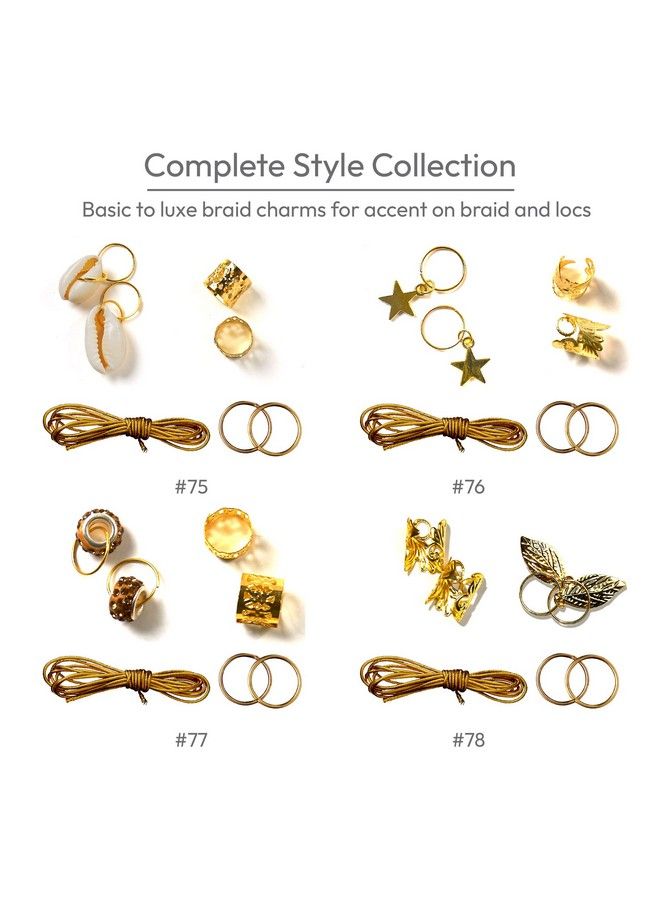 Hair Jewelry For Women Braids Dreadlock A Complete Diy Kit Of Hair Charms Beads Cuffs Rings And Metallic Cords For Hair Decoration (Kit 1)