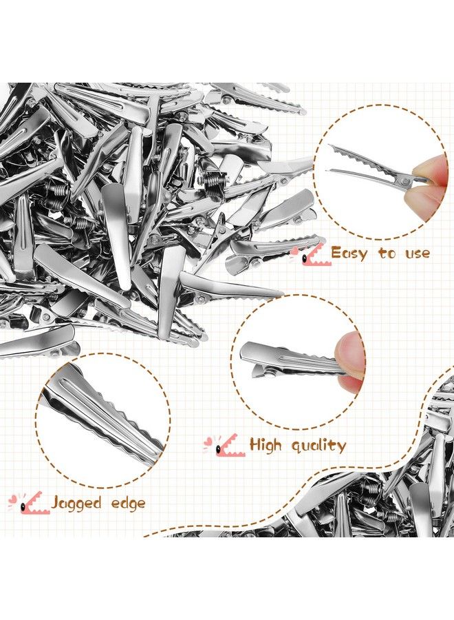 200 Pieces Silver Metal Alligator Hair Clips Alligator Hair Pins Duckbill Hair Clips Teeth Bows Hair Clips For Women Girls Hair Care Hair Accessories 1.2 Inch