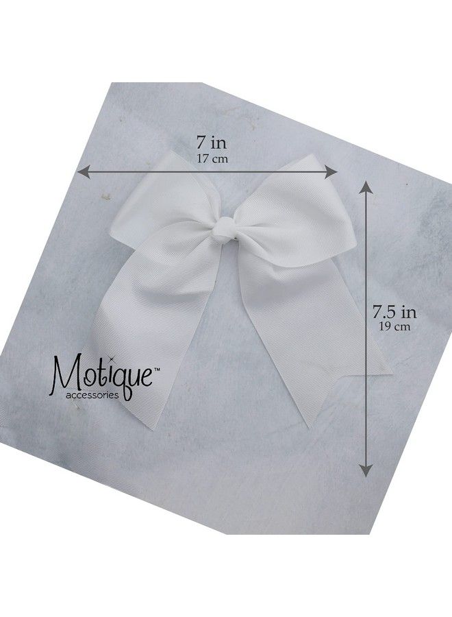 White Jumbo Bow Clip With Tails