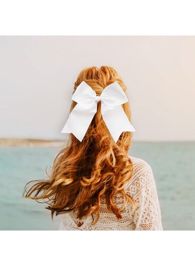 White Jumbo Bow Clip With Tails