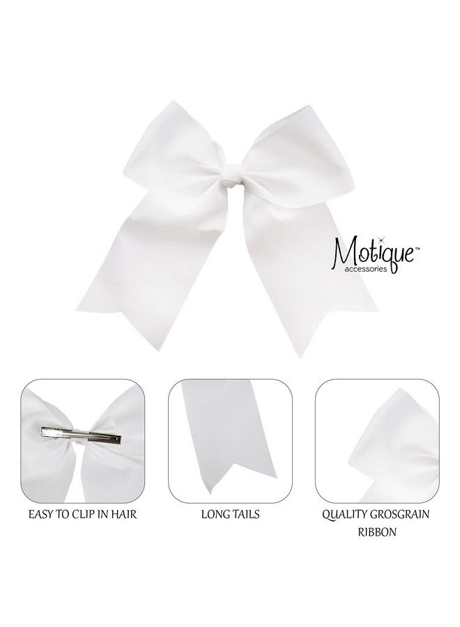 White Jumbo Bow Clip With Tails