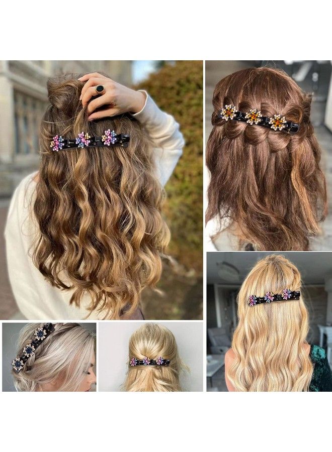 8 Pcs Hair Clips Sparkling Crystal Stone Braided Hair Clips For Women Hair Braided Hair Clips For Thick Thin Hair Girls Hair Accessories Clover Hair Clips For Styling Sectioning Large Hair Clips