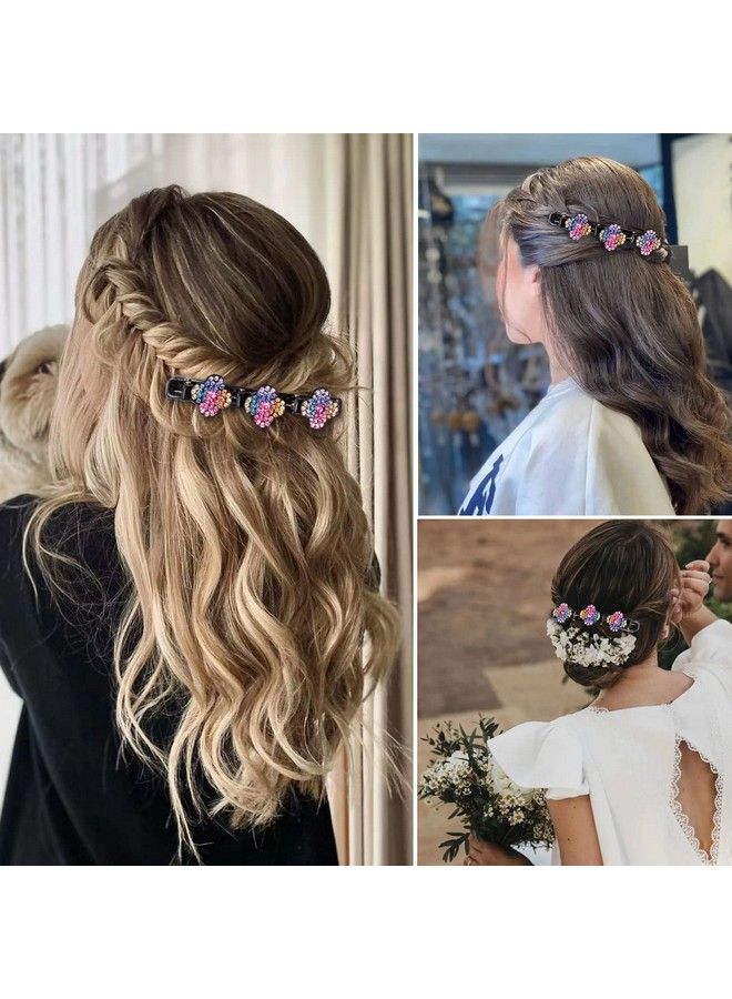 8 Pcs Hair Clips Sparkling Crystal Stone Braided Hair Clips For Women Hair Braided Hair Clips For Thick Thin Hair Girls Hair Accessories Clover Hair Clips For Styling Sectioning Large Hair Clips