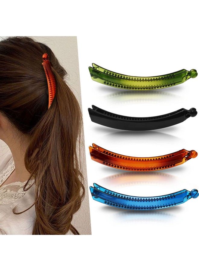 Banana Clips 4 Pcs Hair Clip Banana Clips For Hair Big Size Women Hair Accessories Korean Hair Accessories Banana Clips For Hair Stylish Hair Self Lock Hair Clutches 4Pc