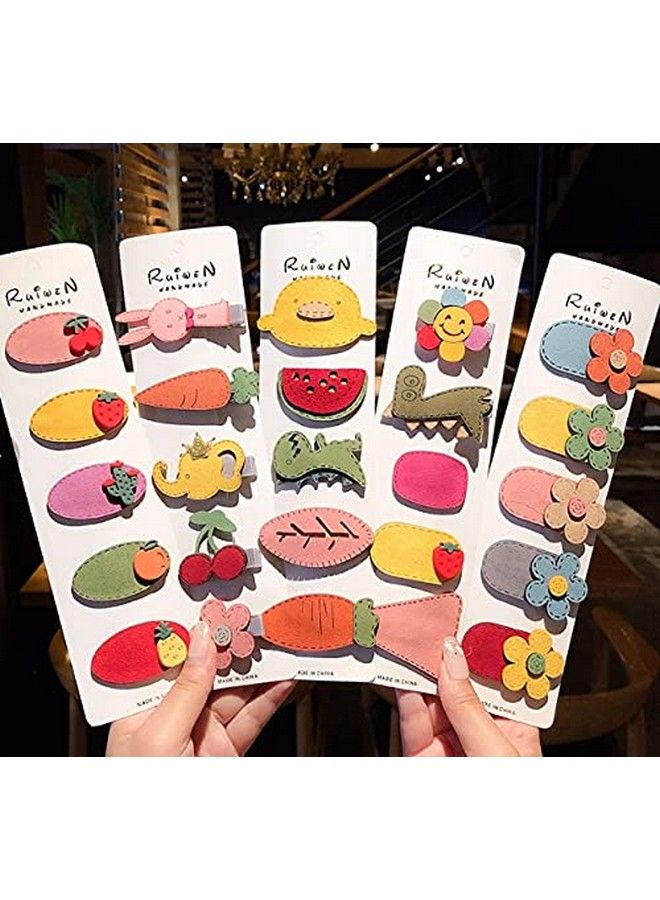 Random Fancy Fruit Cartoon Animal Hair Clips For Girls Hair Pins Barrettes For Baby Girls Toddlers Kids Teens Hairpins Hair Accessories (Pack Of 12)