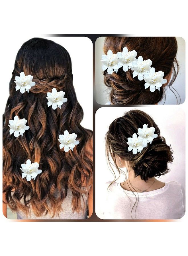 Floral Shaped With Pearl Design Hairpin/ Hairclip/ Hair Accessories/ Judabun For Women/ Girls 2306 White