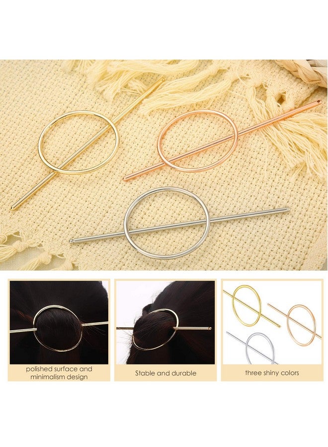 3 Pieces Circle Gold Hair Clips For Women Minimalist Hair Clip Gold Silver Geometric Decorative Hair Stick Barrette Hair Accessories For Girl Wedding Birthday Party Hair Decoration