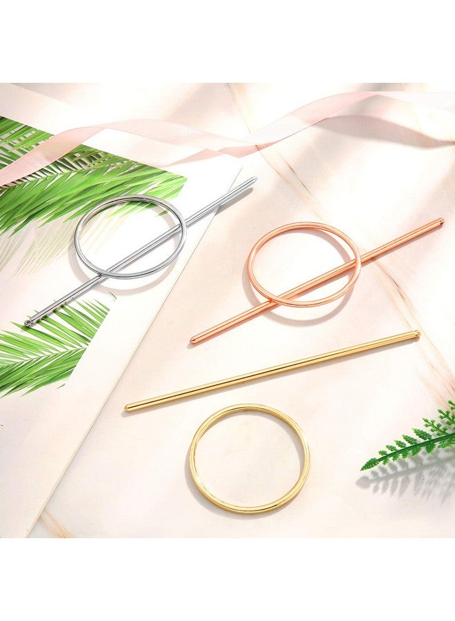 3 Pieces Circle Gold Hair Clips For Women Minimalist Hair Clip Gold Silver Geometric Decorative Hair Stick Barrette Hair Accessories For Girl Wedding Birthday Party Hair Decoration