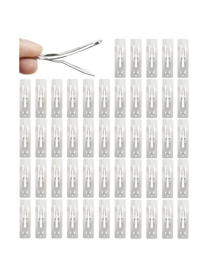 Inaci 50 Pack Bulk 5Cm / 2 Inches Rectangle Square Silver Metal Hair Clips Barrettes Hairpins Thin Fine Bang Hair Holders Diy Craft Accessories For Women Girls Teens Kids