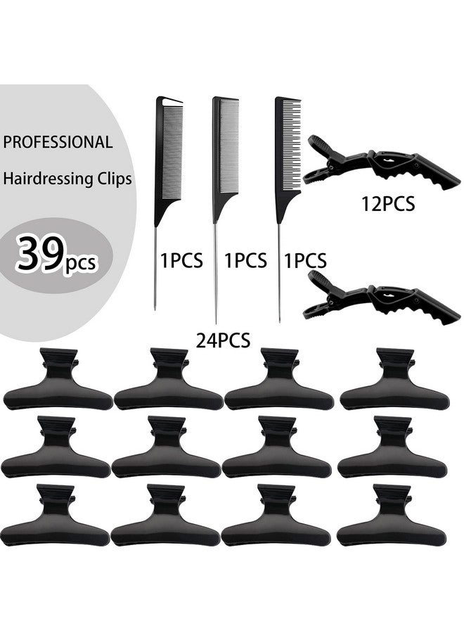 39 Pcs Butterfly Hair Clamps Clips Nonslip Grip Clips Styling Hair Clips Set Alligator Hair Clips Croc Clips And 3 Pcs Rat Tail Comb For Styling Sectioning Hair Clips Hair Salon Tool For Girls