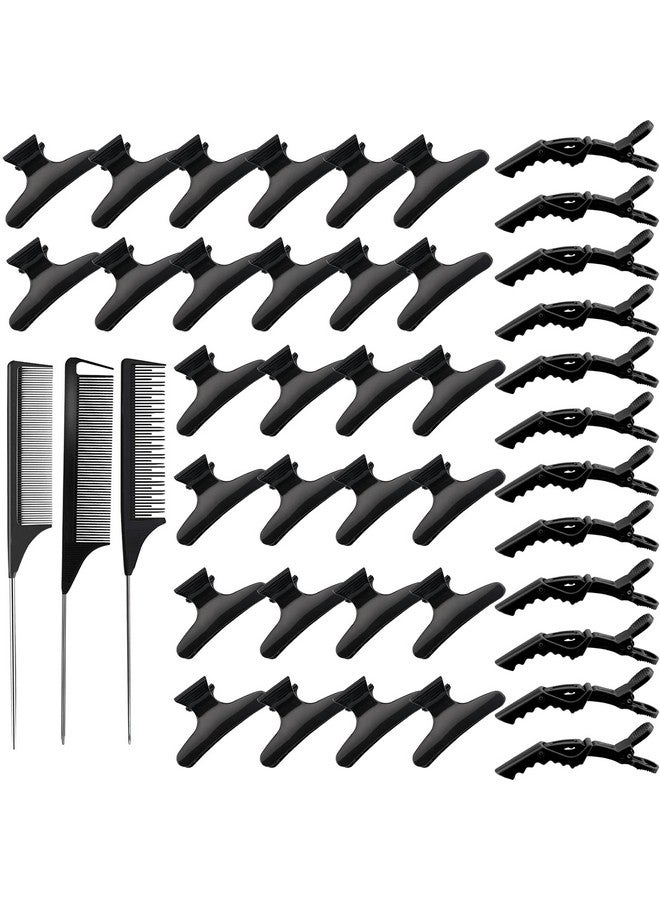 39 Pcs Butterfly Hair Clamps Clips Nonslip Grip Clips Styling Hair Clips Set Alligator Hair Clips Croc Clips And 3 Pcs Rat Tail Comb For Styling Sectioning Hair Clips Hair Salon Tool For Girls