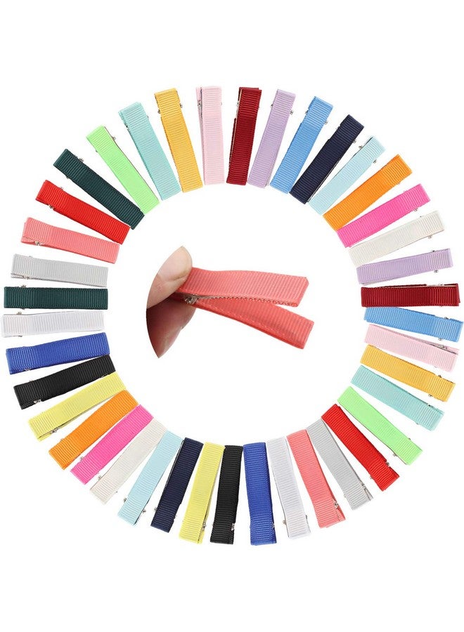 40 Pack Bulk 5 Cm 2 Inch Ribbon Grosgrain Cloth Fabric Cover Fully Lined Small Metal Alligator Duckbill Hair Clips Mini Soft Barrettes Hair Pins Crafting Diy Hair Bows Accessories For Baby Girl Kids