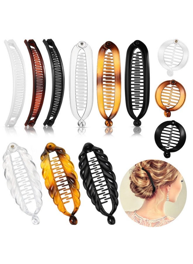 12 Pieces Fishtail Hair Clips Classic Clincher Combs Large Double Banana Ponytail Holder For Women 4 Styles