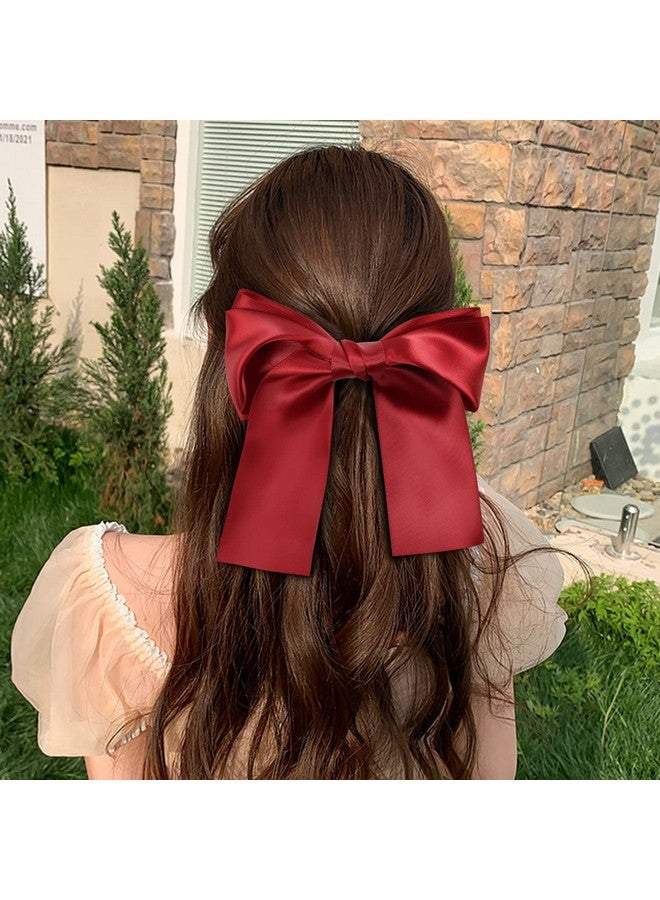 8 Pack 6 Inch Long Hair Ribbon Alligator Clips Barrettes Ponytail Holders For Girlsbowknot Satin Bows For Hairbig Hair Bows For Womenpink Red Blue Green Black Hair Bows Clips Hairpins Accessories