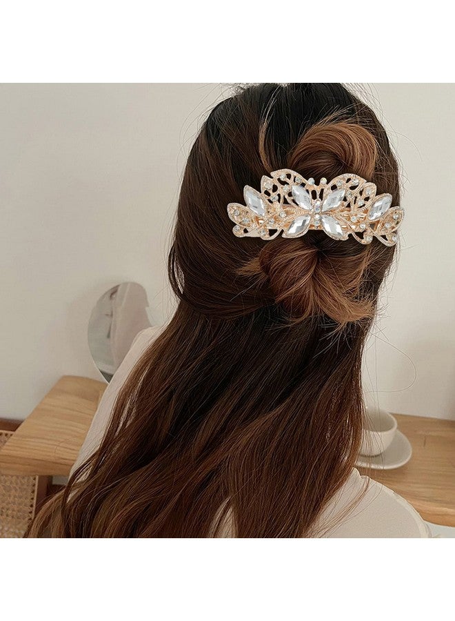 4 Pack Luxury Butterfly Jeweled Crystal Rhinestone Glitter Sparkly Metal Hair Barrettes Snap Clips Hairpins Hairgrip Thin Thick Bun Twist Holder Hair Accessories For Women Girl