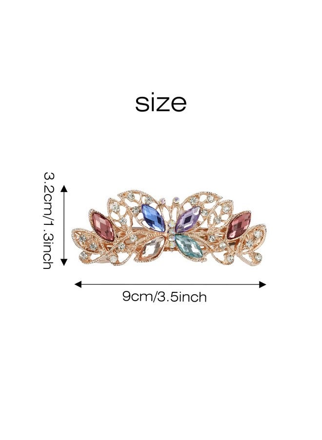 4 Pack Luxury Butterfly Jeweled Crystal Rhinestone Glitter Sparkly Metal Hair Barrettes Snap Clips Hairpins Hairgrip Thin Thick Bun Twist Holder Hair Accessories For Women Girl