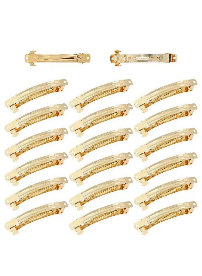 20 Pack 2.4 Inch / 3 Inch/ 4 Inch Blank Gold Metal Diy Craft French Barrettes Snap Hair Clips Clasps For Women Girls Hair Accessories (3 Inch)