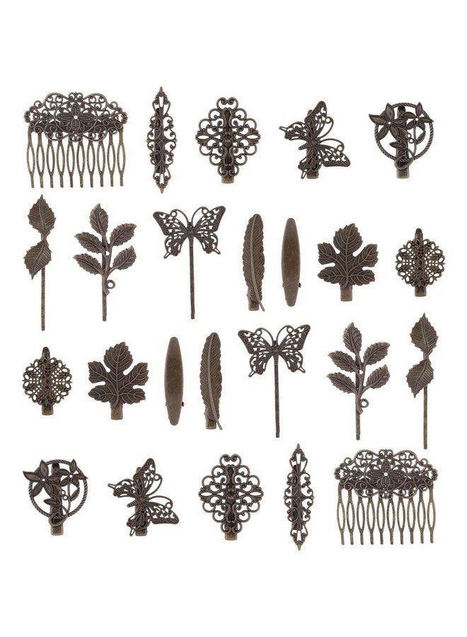 24 Pack Vintage Retro Boho Decorative Metal Hair Clips Barrettes Butterfly Flower Leaf Feather Duckbill Alligator Hairpins Bobby Pins Comb Wedding Bridal Accessories For Women