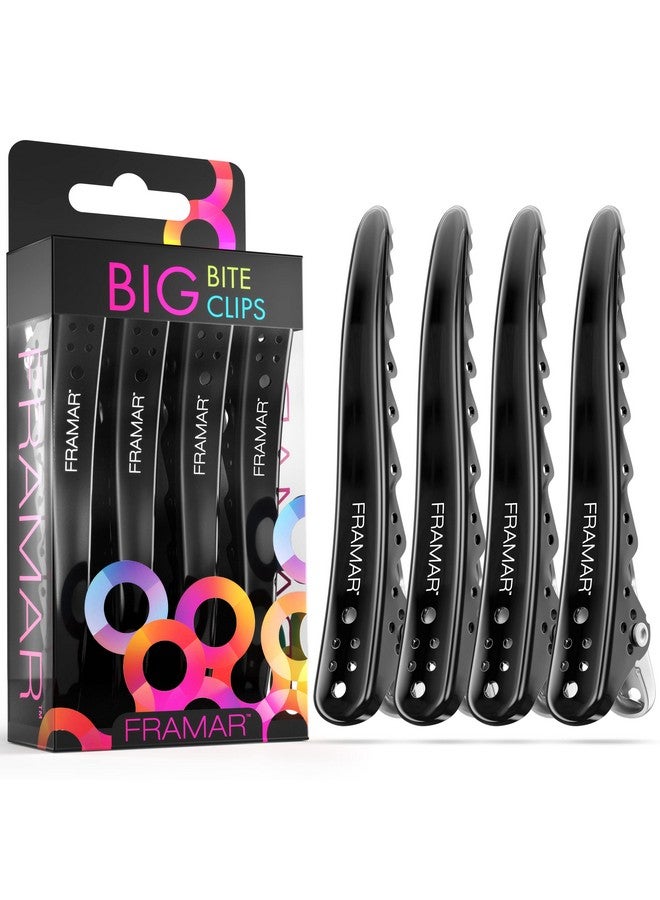 Black Big Bite Clips Set Of 4 Professional Hair Clips Hair Clips For Styling Clips For Hair Metal Hair Clips Extra Grip & Durable