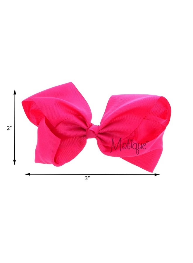 3 Inch Grosgrain Bow For Little Girls Set Of 2 (Hot Pink)