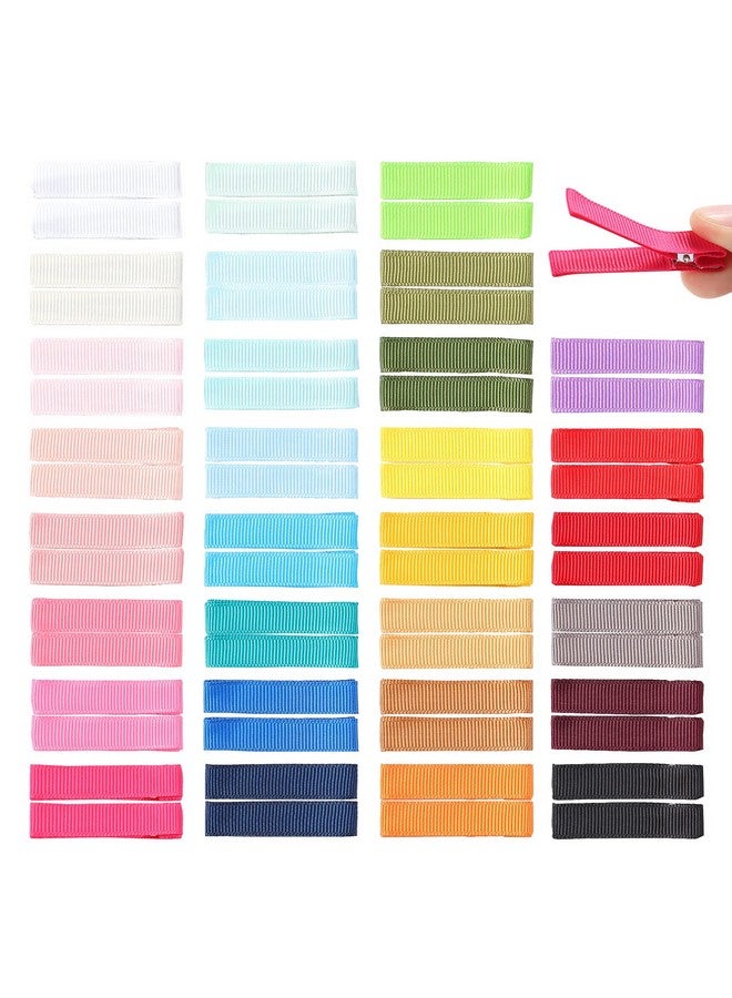 60 Pack/30 Pairs 5 Cm 2 Inch Solid Plain Grosgrain Ribbon Cloth Fabric Covered Fully Lined Diy Metal Alligator Hair Clips Duckbill Barrettes Accessories For Baby Girls Toddlers Kids Teens