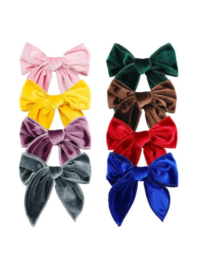 8 Pack Soft Velvet Big Bow Alligator Hair Clips Duckbill Barrettes Vintage Accessories For Baby Girls Toddlers Teens Kids Women