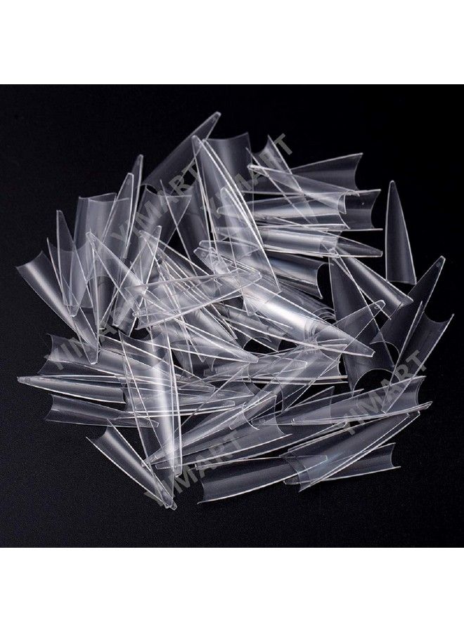 600Pcs Acrylic Medium Long Stiletto Nail Tips Easy Coffin Nails Sharp False Nail Art Tips For Nails Salon (Clear)