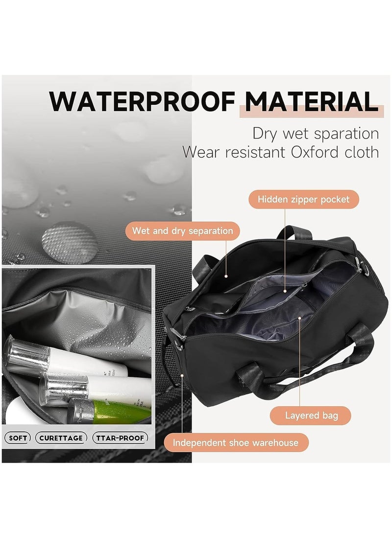 Women's Men's Gym Bag Waterproof Sports Duffel Bag with Wet Bag and Shoe Compartment Travel Duffel Bag Weekend Overnight Bag Hospital Bag Travel Bag Carry-On Bag Swim Bag Beach Bag  (Black)